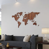 Wereldkaart Notenhout